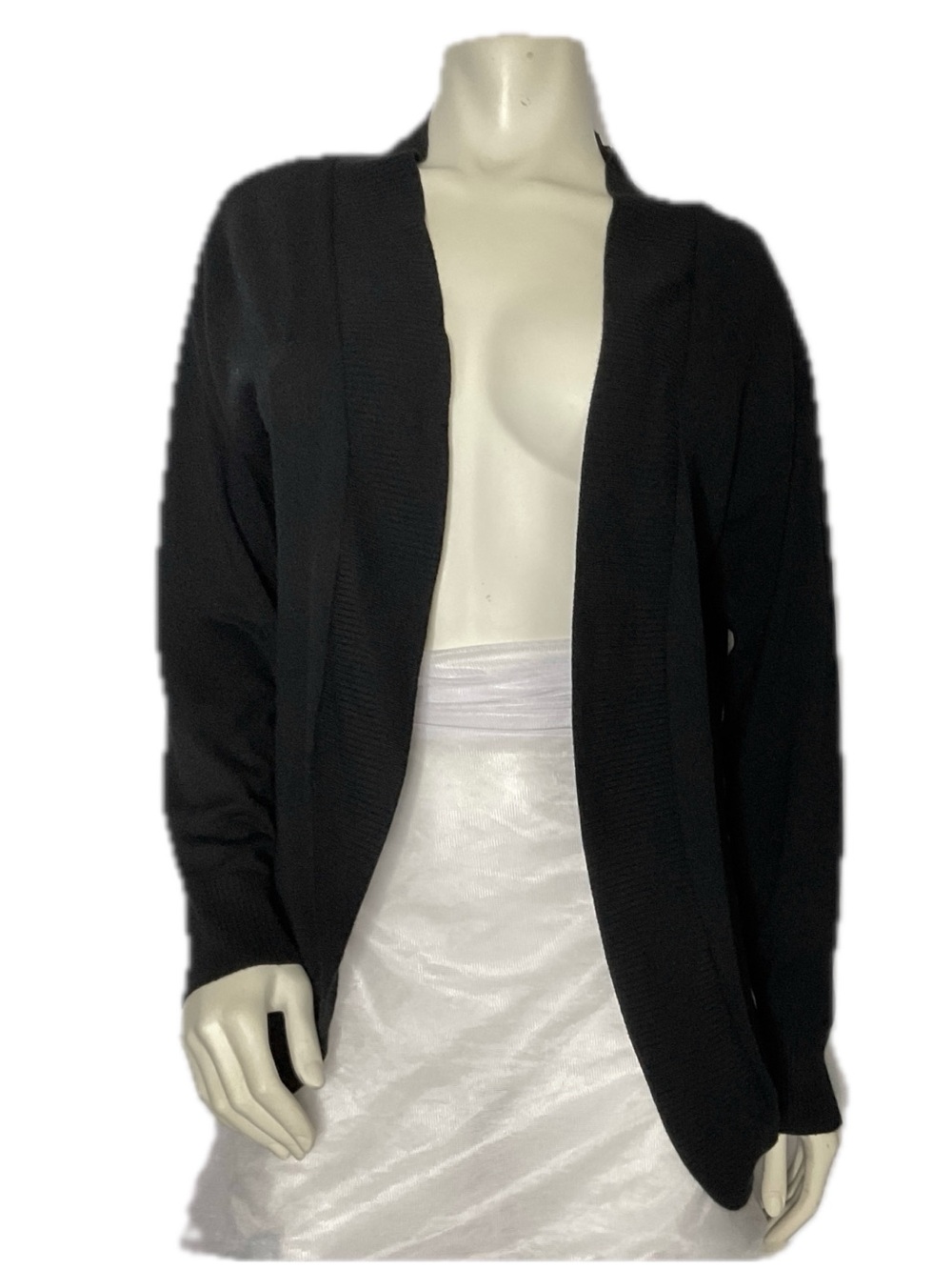 Rewind Black Open-Front Women's Cardigan